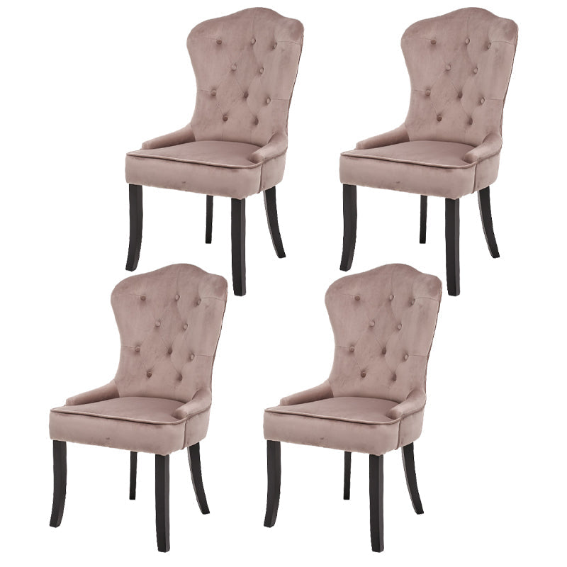 Nordic Style Solid Wood Dining Room Chair Upholstered Armless Chair for Home Use Light Khaki 4 Piece Set Clearhalo ' kitchen&dining_furn' 'Dining Chairs' 'Dining Tables & Seating' 'dining_chair' 'furn' 'furn_dining_chair' 'Furniture' 'furniture_dining_chair' 'Kitchen & Dining Furniture' 'kitchen' 3725727