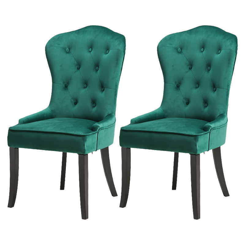 Nordic Style Solid Wood Dining Room Chair Upholstered Armless Chair for Home Use Blackish Green 2 Piece Set Clearhalo ' kitchen&dining_furn' 'Dining Chairs' 'Dining Tables & Seating' 'dining_chair' 'furn' 'furn_dining_chair' 'Furniture' 'furniture_dining_chair' 'Kitchen & Dining Furniture' 'kitchen' 3725728
