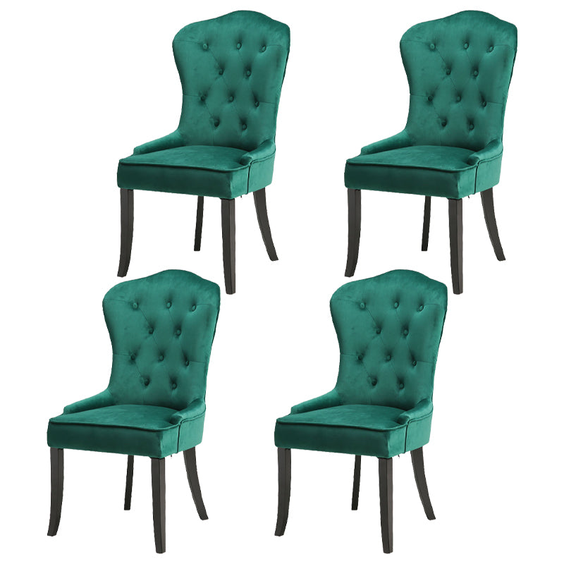 Nordic Style Solid Wood Dining Room Chair Upholstered Armless Chair for Home Use Blackish Green 4 Piece Set Clearhalo ' kitchen&dining_furn' 'Dining Chairs' 'Dining Tables & Seating' 'dining_chair' 'furn' 'furn_dining_chair' 'Furniture' 'furniture_dining_chair' 'Kitchen & Dining Furniture' 'kitchen' 3725729