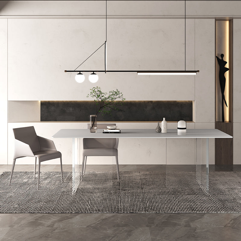 Glass Rectangle Dining Table Clear Glass Table for Dining Room and Kitchen Clearhalo ' dining_table' 'Dining Tables & Seating' 'Dining Tables' 'furn' 'furn_dining_table' 'Furniture' 'furniture_dining_table' 'Kitchen & Dining Furniture' 'kitchen&dining_furn' 'kitchen' 'kitchen_dining_table' 3725739