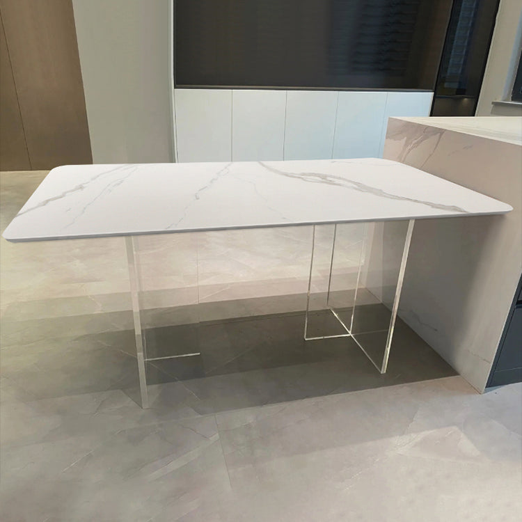 Glass Rectangle Dining Table Clear Glass Table for Dining Room and Kitchen Clearhalo ' dining_table' 'Dining Tables & Seating' 'Dining Tables' 'furn' 'furn_dining_table' 'Furniture' 'furniture_dining_table' 'Kitchen & Dining Furniture' 'kitchen&dining_furn' 'kitchen' 'kitchen_dining_table' 3725744