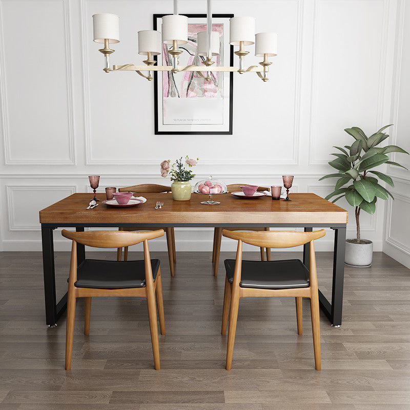 Rectangle Dinette Table Industrial Solid Wood Dinner Room Kitchen Table for Indoor Clearhalo ' dining_table' 'Dining Tables & Seating' 'Dining Tables' 'furn' 'furn_dining_table' 'Furniture' 'furniture_dining_table' 'Kitchen & Dining Furniture' 'kitchen&dining_furn' 'kitchen' 'kitchen_dining_table' 3725748