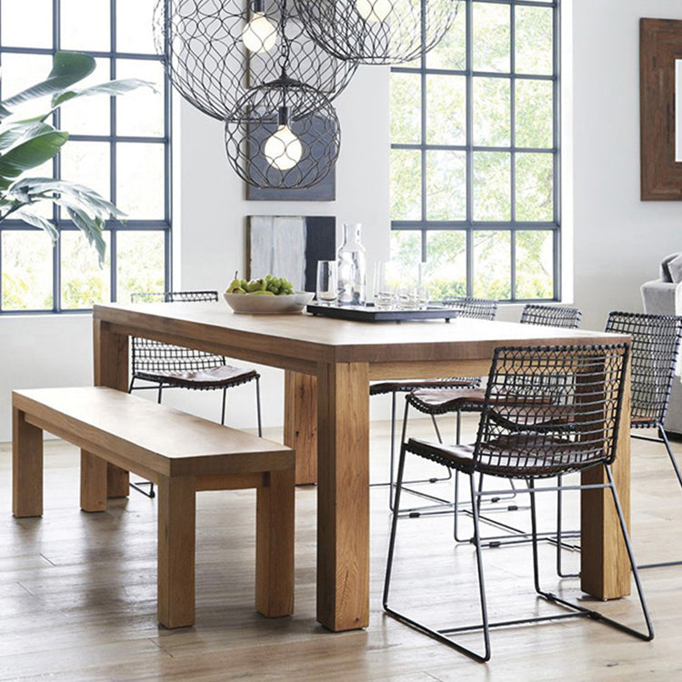 Modern Solid Wood Khaki Dining Table Rectangle Kitchen Dining Table with 4 Legs Base Clearhalo ' dining_table' 'Dining Tables & Seating' 'Dining Tables' 'furn' 'furn_dining_table' 'Furniture' 'furniture_dining_table' 'Kitchen & Dining Furniture' 'kitchen&dining_furn' 'kitchen' 'kitchen_dining_table' 3725760