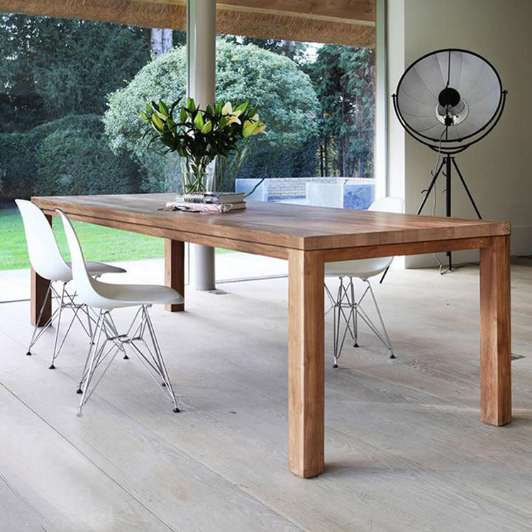 Modern Solid Wood Khaki Dining Table Rectangle Kitchen Dining Table with 4 Legs Base Clearhalo ' dining_table' 'Dining Tables & Seating' 'Dining Tables' 'furn' 'furn_dining_table' 'Furniture' 'furniture_dining_table' 'Kitchen & Dining Furniture' 'kitchen&dining_furn' 'kitchen' 'kitchen_dining_table' 3725764