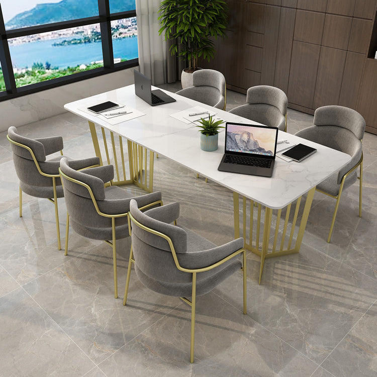 Rectangle Double Pedestal Luxury Dining Table White Fixed Table of Sintered Stone Clearhalo ' dining_table' 'Dining Tables & Seating' 'Dining Tables' 'furn' 'furn_dining_table' 'Furniture' 'furniture_dining_table' 'Kitchen & Dining Furniture' 'kitchen&dining_furn' 'kitchen' 'kitchen_dining_table' 3725768