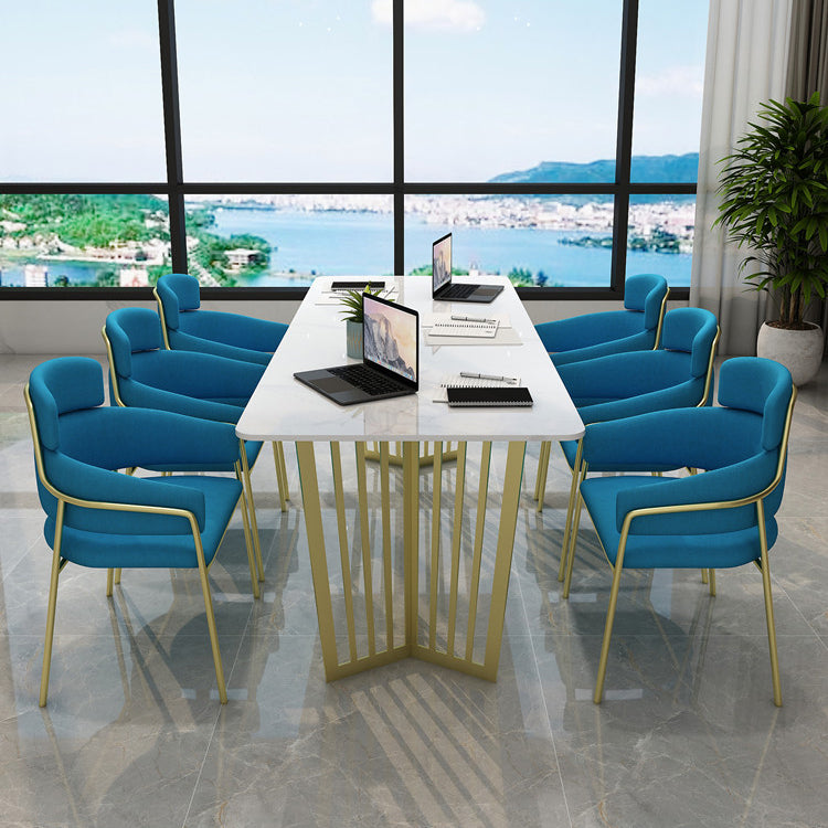 Rectangle Double Pedestal Luxury Dining Table White Fixed Table of Sintered Stone Clearhalo ' dining_table' 'Dining Tables & Seating' 'Dining Tables' 'furn' 'furn_dining_table' 'Furniture' 'furniture_dining_table' 'Kitchen & Dining Furniture' 'kitchen&dining_furn' 'kitchen' 'kitchen_dining_table' 3725769