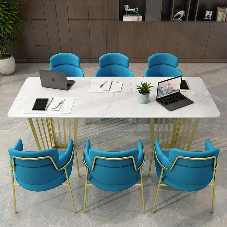Rectangle Double Pedestal Luxury Dining Table White Fixed Table of Sintered Stone Clearhalo ' dining_table' 'Dining Tables & Seating' 'Dining Tables' 'furn' 'furn_dining_table' 'Furniture' 'furniture_dining_table' 'Kitchen & Dining Furniture' 'kitchen&dining_furn' 'kitchen' 'kitchen_dining_table' 3725770
