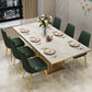 Glam Sintered Stone Top White Dining Table Rectangle Standard Dining Table with Pedestal Base Clearhalo ' dining_table' 'Dining Tables & Seating' 'Dining Tables' 'furn' 'furn_dining_table' 'Furniture' 'furniture_dining_table' 'Kitchen & Dining Furniture' 'kitchen&dining_furn' 'kitchen' 'kitchen_dining_table' 3725790