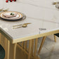 Glam Sintered Stone Top White Dining Table Rectangle Standard Dining Table with Pedestal Base Clearhalo ' dining_table' 'Dining Tables & Seating' 'Dining Tables' 'furn' 'furn_dining_table' 'Furniture' 'furniture_dining_table' 'Kitchen & Dining Furniture' 'kitchen&dining_furn' 'kitchen' 'kitchen_dining_table' 3725794