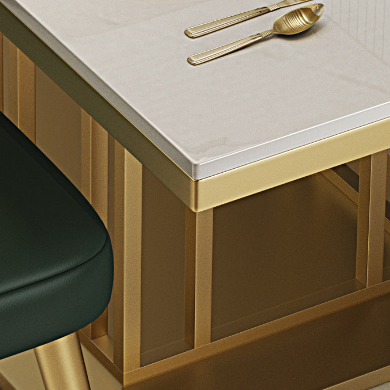 Glam Sintered Stone Top White Dining Table Rectangle Standard Dining Table with Pedestal Base Clearhalo ' dining_table' 'Dining Tables & Seating' 'Dining Tables' 'furn' 'furn_dining_table' 'Furniture' 'furniture_dining_table' 'Kitchen & Dining Furniture' 'kitchen&dining_furn' 'kitchen' 'kitchen_dining_table' 3725796