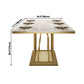 Glam Sintered Stone Top White Dining Table Rectangle Standard Dining Table with Pedestal Base Clearhalo ' dining_table' 'Dining Tables & Seating' 'Dining Tables' 'furn' 'furn_dining_table' 'Furniture' 'furniture_dining_table' 'Kitchen & Dining Furniture' 'kitchen&dining_furn' 'kitchen' 'kitchen_dining_table' 3725799