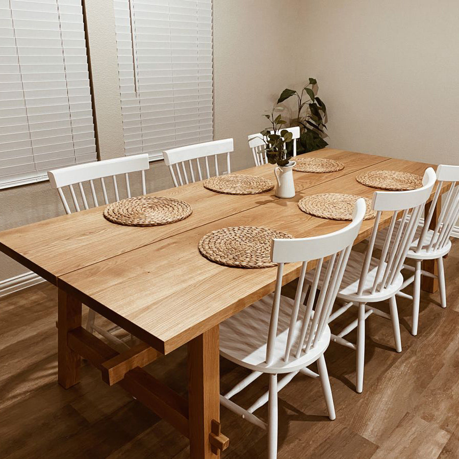 Simple Solid Wood Rectangle Shape Dining Table Khaki Standard Dining Table with Trestle Base Clearhalo ' dining_table' 'Dining Tables & Seating' 'Dining Tables' 'furn' 'furn_dining_table' 'Furniture' 'furniture_dining_table' 'Kitchen & Dining Furniture' 'kitchen&dining_furn' 'kitchen' 'kitchen_dining_table' 3725836
