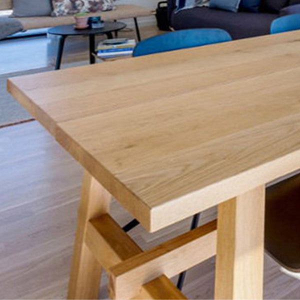 Simple Solid Wood Rectangle Shape Dining Table Khaki Standard Dining Table with Trestle Base Clearhalo ' dining_table' 'Dining Tables & Seating' 'Dining Tables' 'furn' 'furn_dining_table' 'Furniture' 'furniture_dining_table' 'Kitchen & Dining Furniture' 'kitchen&dining_furn' 'kitchen' 'kitchen_dining_table' 3725841