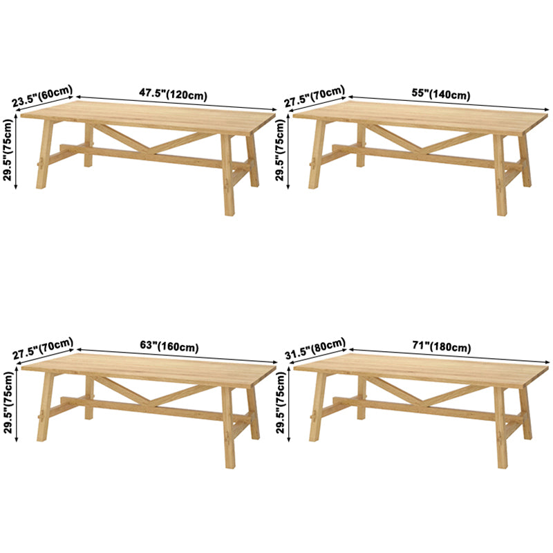 Simple Solid Wood Rectangle Shape Dining Table Khaki Standard Dining Table with Trestle Base Clearhalo ' dining_table' 'Dining Tables & Seating' 'Dining Tables' 'furn' 'furn_dining_table' 'Furniture' 'furniture_dining_table' 'Kitchen & Dining Furniture' 'kitchen&dining_furn' 'kitchen' 'kitchen_dining_table' 3725842