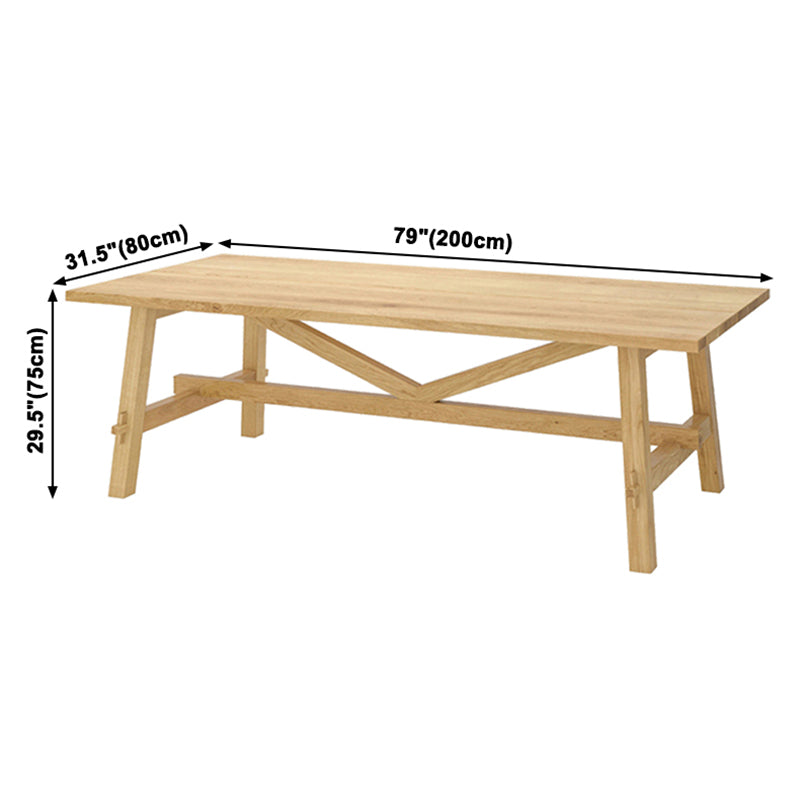 Simple Solid Wood Rectangle Shape Dining Table Khaki Standard Dining Table with Trestle Base Clearhalo ' dining_table' 'Dining Tables & Seating' 'Dining Tables' 'furn' 'furn_dining_table' 'Furniture' 'furniture_dining_table' 'Kitchen & Dining Furniture' 'kitchen&dining_furn' 'kitchen' 'kitchen_dining_table' 3725843