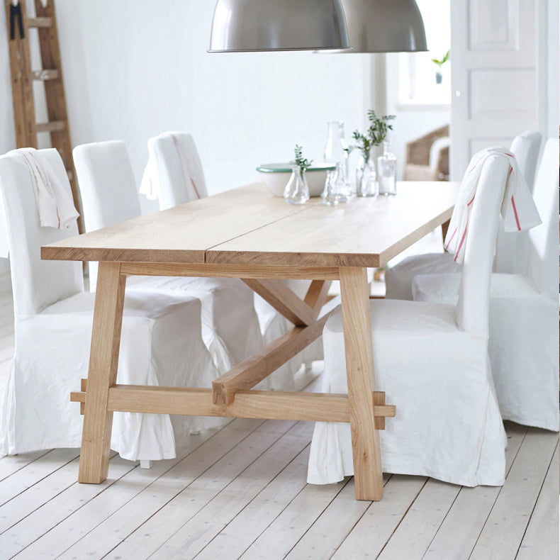Simple Solid Wood Rectangle Shape Dining Table Khaki Standard Dining Table with Trestle Base Clearhalo ' dining_table' 'Dining Tables & Seating' 'Dining Tables' 'furn' 'furn_dining_table' 'Furniture' 'furniture_dining_table' 'Kitchen & Dining Furniture' 'kitchen&dining_furn' 'kitchen' 'kitchen_dining_table' 3725846