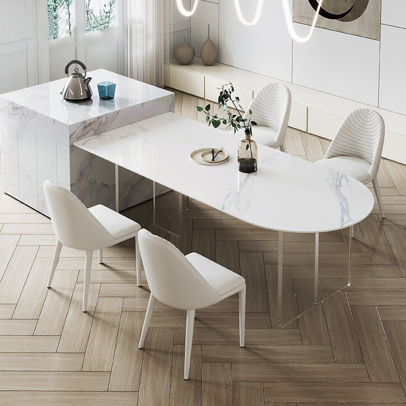 Acrylic Contemporary Free Form Dining Table Sintered Stone Top Table for Dining Room Clearhalo ' dining_table' 'Dining Tables & Seating' 'Dining Tables' 'furn' 'furn_dining_table' 'Furniture' 'furniture_dining_table' 'Kitchen & Dining Furniture' 'kitchen&dining_furn' 'kitchen' 'kitchen_dining_table' 3725848