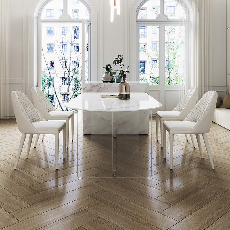 Acrylic Contemporary Free Form Dining Table Sintered Stone Top Table for Dining Room Clearhalo ' dining_table' 'Dining Tables & Seating' 'Dining Tables' 'furn' 'furn_dining_table' 'Furniture' 'furniture_dining_table' 'Kitchen & Dining Furniture' 'kitchen&dining_furn' 'kitchen' 'kitchen_dining_table' 3725851