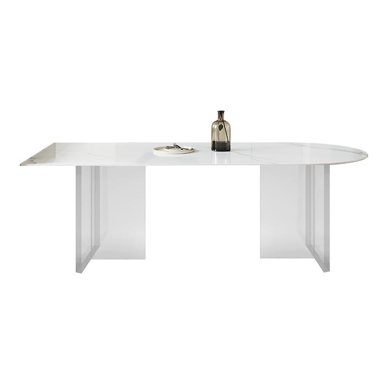 Acrylic Contemporary Free Form Dining Table Sintered Stone Top Table for Dining Room Without Chairs Clearhalo ' dining_table' 'Dining Tables & Seating' 'Dining Tables' 'furn' 'furn_dining_table' 'Furniture' 'furniture_dining_table' 'Kitchen & Dining Furniture' 'kitchen&dining_furn' 'kitchen' 'kitchen_dining_table' 3725852