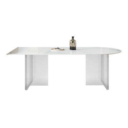 Acrylic Contemporary Free Form Dining Table Sintered Stone Top Table for Dining Room Without Chairs Clearhalo ' dining_table' 'Dining Tables & Seating' 'Dining Tables' 'furn' 'furn_dining_table' 'Furniture' 'furniture_dining_table' 'Kitchen & Dining Furniture' 'kitchen&dining_furn' 'kitchen' 'kitchen_dining_table' 3725852