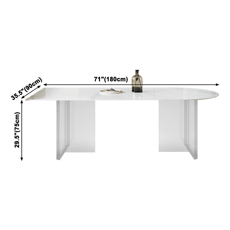 Acrylic Contemporary Free Form Dining Table Sintered Stone Top Table for Dining Room Clearhalo ' dining_table' 'Dining Tables & Seating' 'Dining Tables' 'furn' 'furn_dining_table' 'Furniture' 'furniture_dining_table' 'Kitchen & Dining Furniture' 'kitchen&dining_furn' 'kitchen' 'kitchen_dining_table' 3725857