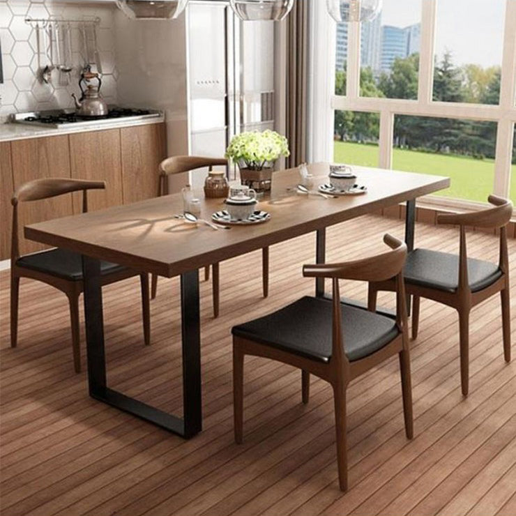 Rectangle Table Dining Table Industrial Dinner Room Solid Wood Table with Sled Base Clearhalo ' dining_table' 'Dining Tables & Seating' 'Dining Tables' 'furn' 'furn_dining_table' 'Furniture' 'furniture_dining_table' 'Kitchen & Dining Furniture' 'kitchen&dining_furn' 'kitchen' 'kitchen_dining_table' 3725861