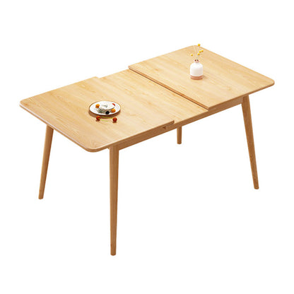 Rubberwood Rectangle Dining Table Extendable Table with Wooden Base and Legs Natural Without Chairs Clearhalo ' dining_table' 'Dining Tables & Seating' 'Dining Tables' 'furn' 'furn_dining_table' 'Furniture' 'furniture_dining_table' 'Kitchen & Dining Furniture' 'kitchen&dining_furn' 'kitchen' 'kitchen_dining_table' 3725866