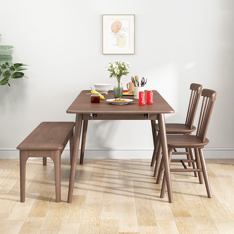 Rubberwood Rectangle Dining Table Extendable Table with Wooden Base and Legs Clearhalo ' dining_table' 'Dining Tables & Seating' 'Dining Tables' 'furn' 'furn_dining_table' 'Furniture' 'furniture_dining_table' 'Kitchen & Dining Furniture' 'kitchen&dining_furn' 'kitchen' 'kitchen_dining_table' 3725869