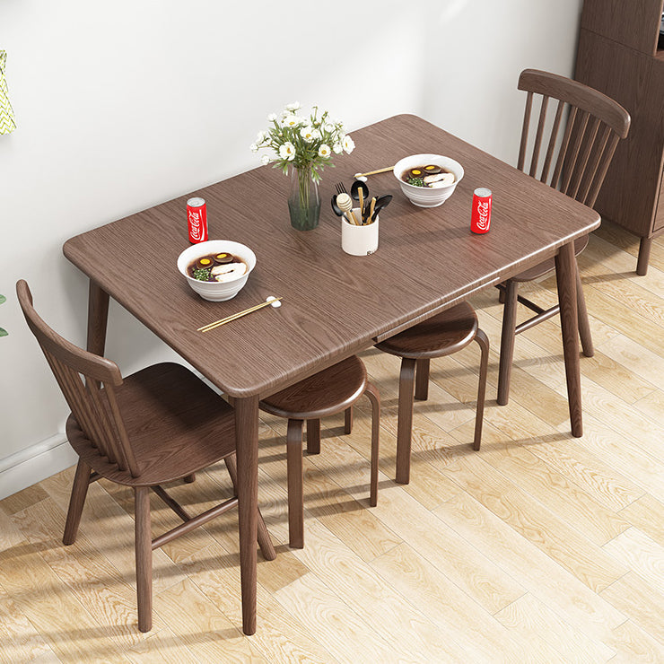 Rubberwood Rectangle Dining Table Extendable Table with Wooden Base and Legs Clearhalo ' dining_table' 'Dining Tables & Seating' 'Dining Tables' 'furn' 'furn_dining_table' 'Furniture' 'furniture_dining_table' 'Kitchen & Dining Furniture' 'kitchen&dining_furn' 'kitchen' 'kitchen_dining_table' 3725877