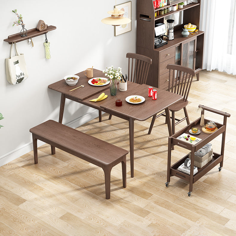 Rubberwood Rectangle Dining Table Extendable Table with Wooden Base and Legs Clearhalo ' dining_table' 'Dining Tables & Seating' 'Dining Tables' 'furn' 'furn_dining_table' 'Furniture' 'furniture_dining_table' 'Kitchen & Dining Furniture' 'kitchen&dining_furn' 'kitchen' 'kitchen_dining_table' 3725878