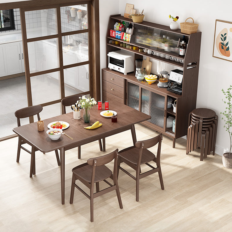 Rubberwood Rectangle Dining Table Extendable Table with Wooden Base and Legs Clearhalo ' dining_table' 'Dining Tables & Seating' 'Dining Tables' 'furn' 'furn_dining_table' 'Furniture' 'furniture_dining_table' 'Kitchen & Dining Furniture' 'kitchen&dining_furn' 'kitchen' 'kitchen_dining_table' 3725879
