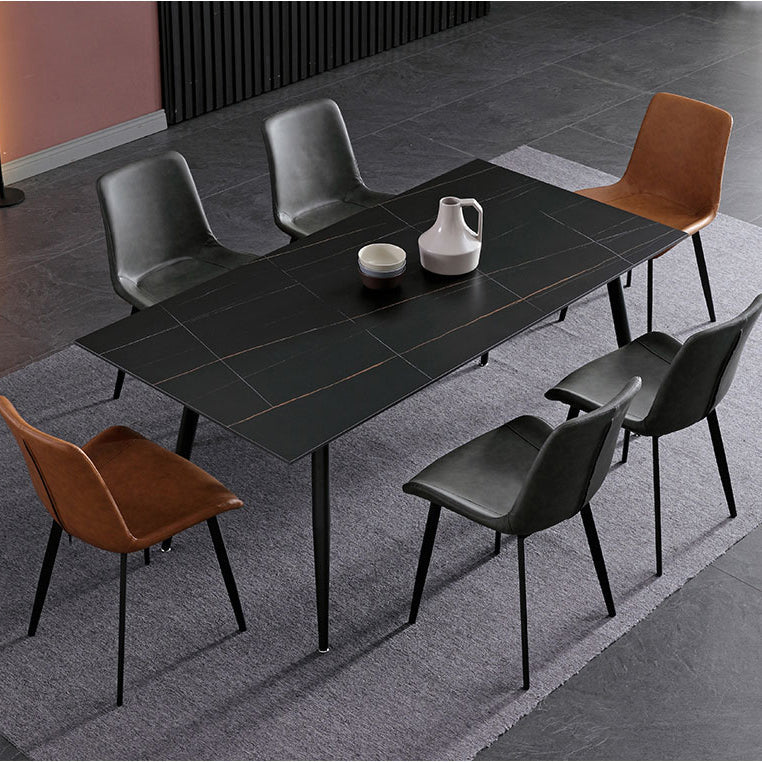 Contemporary Sintered Stone Top Standard Dining Table Rectangle Dining Table for Kitchen Black Without Chairs Clearhalo ' dining_table' 'Dining Tables & Seating' 'Dining Tables' 'furn' 'furn_dining_table' 'Furniture' 'furniture_dining_table' 'Kitchen & Dining Furniture' 'kitchen&dining_furn' 'kitchen' 'kitchen_dining_table' 3725881