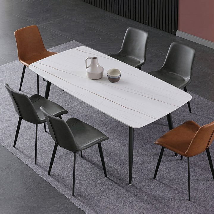 Contemporary Sintered Stone Top Standard Dining Table Rectangle Dining Table for Kitchen White Gold Without Chairs Clearhalo ' dining_table' 'Dining Tables & Seating' 'Dining Tables' 'furn' 'furn_dining_table' 'Furniture' 'furniture_dining_table' 'Kitchen & Dining Furniture' 'kitchen&dining_furn' 'kitchen' 'kitchen_dining_table' 3725892