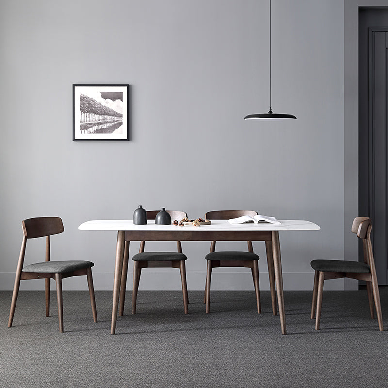 Contemporary Sintered Stone Dining Table Rectangular 4 Legs Table in White Clearhalo ' dining_table' 'Dining Tables & Seating' 'Dining Tables' 'furn' 'furn_dining_table' 'Furniture' 'furniture_dining_table' 'Kitchen & Dining Furniture' 'kitchen&dining_furn' 'kitchen' 'kitchen_dining_table' 3725897