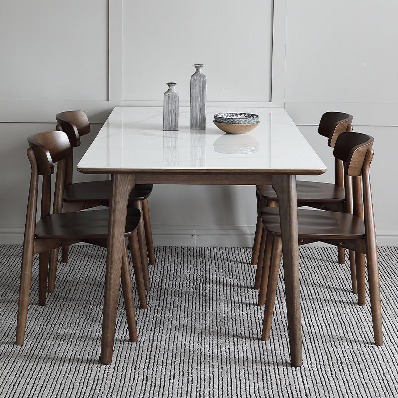Contemporary Sintered Stone Dining Table Rectangular 4 Legs Table in White Clearhalo ' dining_table' 'Dining Tables & Seating' 'Dining Tables' 'furn' 'furn_dining_table' 'Furniture' 'furniture_dining_table' 'Kitchen & Dining Furniture' 'kitchen&dining_furn' 'kitchen' 'kitchen_dining_table' 3725898