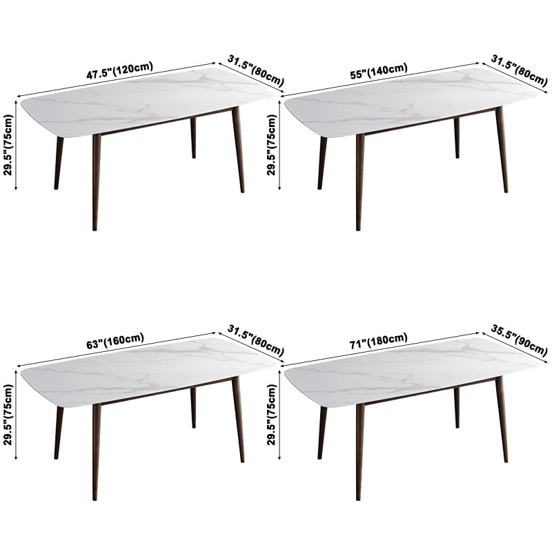 Contemporary Sintered Stone Dining Table Rectangular 4 Legs Table in White Clearhalo ' dining_table' 'Dining Tables & Seating' 'Dining Tables' 'furn' 'furn_dining_table' 'Furniture' 'furniture_dining_table' 'Kitchen & Dining Furniture' 'kitchen&dining_furn' 'kitchen' 'kitchen_dining_table' 3725904