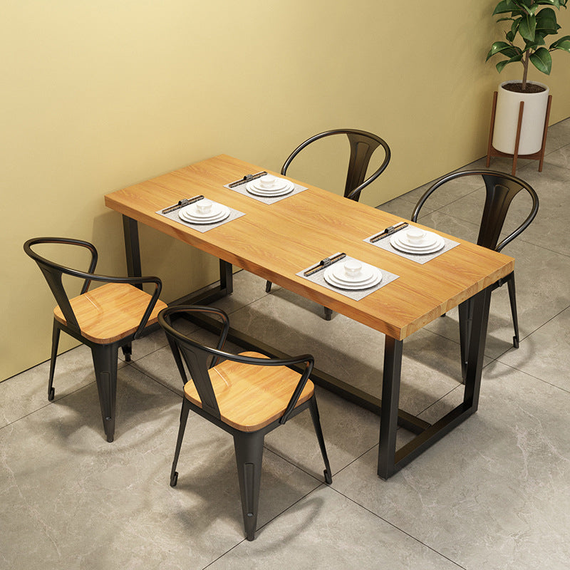 Industrial Rectangle Dining Table Solid Wood Table with Trestle Base for Home Kitchen Dinner Clearhalo ' dining_table' 'Dining Tables & Seating' 'Dining Tables' 'furn' 'furn_dining_table' 'Furniture' 'furniture_dining_table' 'Kitchen & Dining Furniture' 'kitchen&dining_furn' 'kitchen' 'kitchen_dining_table' 3725917