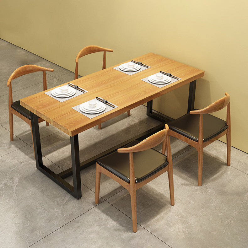 Industrial Rectangle Dining Table Solid Wood Table with Trestle Base for Home Kitchen Dinner Clearhalo ' dining_table' 'Dining Tables & Seating' 'Dining Tables' 'furn' 'furn_dining_table' 'Furniture' 'furniture_dining_table' 'Kitchen & Dining Furniture' 'kitchen&dining_furn' 'kitchen' 'kitchen_dining_table' 3725918
