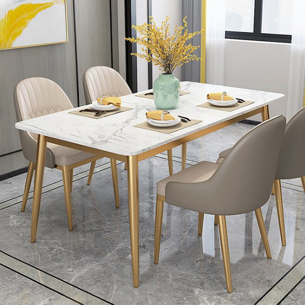 Stone Dining Room Collection Contemporary Rectangle 4 Legs Dining Table for Kitchen Home Clearhalo ' dining_table' 'Dining Tables & Seating' 'Dining Tables' 'furn' 'furn_dining_table' 'Furniture' 'furniture_dining_table' 'Kitchen & Dining Furniture' 'kitchen&dining_furn' 'kitchen' 'kitchen_dining_table' 3725928