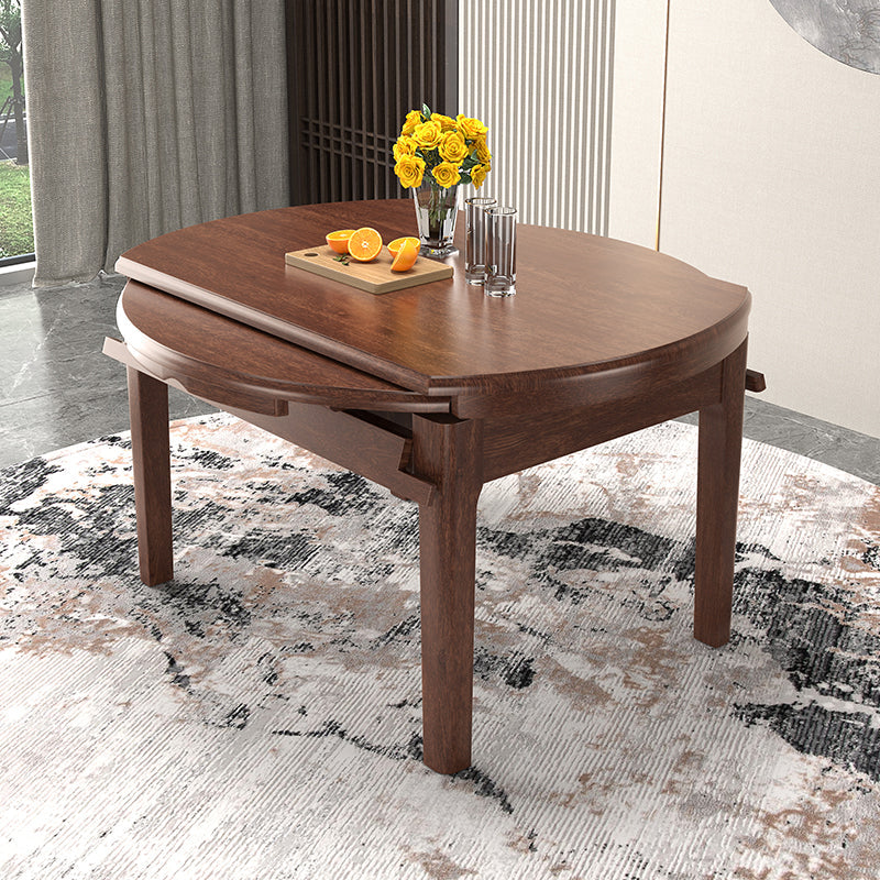 Walnut Wooden Round Table Extendable Dining Table with 4 Legs for Restaurant Clearhalo ' dining_table' 'Dining Tables & Seating' 'Dining Tables' 'furn' 'furn_dining_table' 'Furniture' 'furniture_dining_table' 'Kitchen & Dining Furniture' 'kitchen&dining_furn' 'kitchen' 'kitchen_dining_table' 3725967