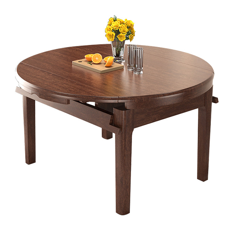 Walnut Wooden Round Table Extendable Dining Table with 4 Legs for Restaurant Without Chairs Clearhalo ' dining_table' 'Dining Tables & Seating' 'Dining Tables' 'furn' 'furn_dining_table' 'Furniture' 'furniture_dining_table' 'Kitchen & Dining Furniture' 'kitchen&dining_furn' 'kitchen' 'kitchen_dining_table' 3725968