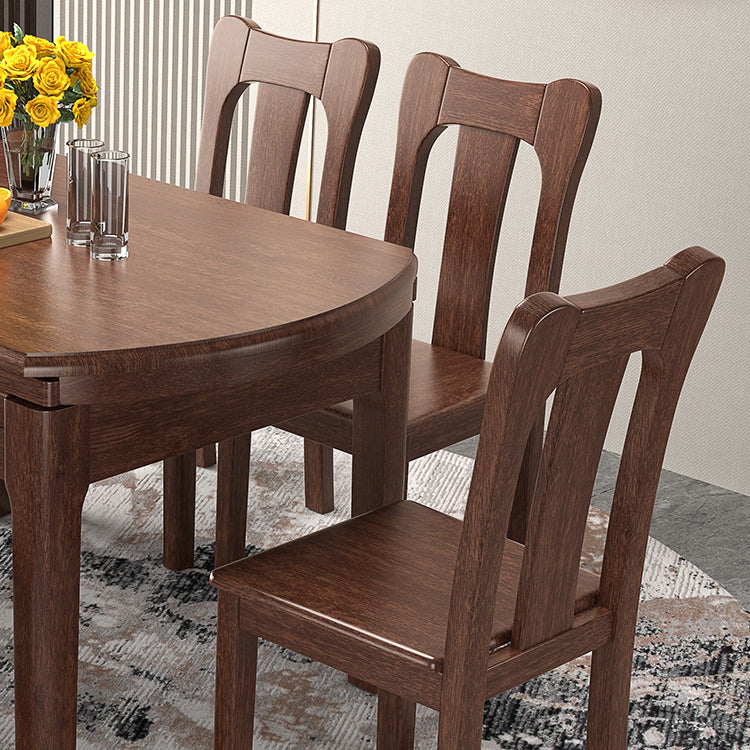 Walnut Wooden Round Table Extendable Dining Table with 4 Legs for Restaurant Clearhalo ' dining_table' 'Dining Tables & Seating' 'Dining Tables' 'furn' 'furn_dining_table' 'Furniture' 'furniture_dining_table' 'Kitchen & Dining Furniture' 'kitchen&dining_furn' 'kitchen' 'kitchen_dining_table' 3725969