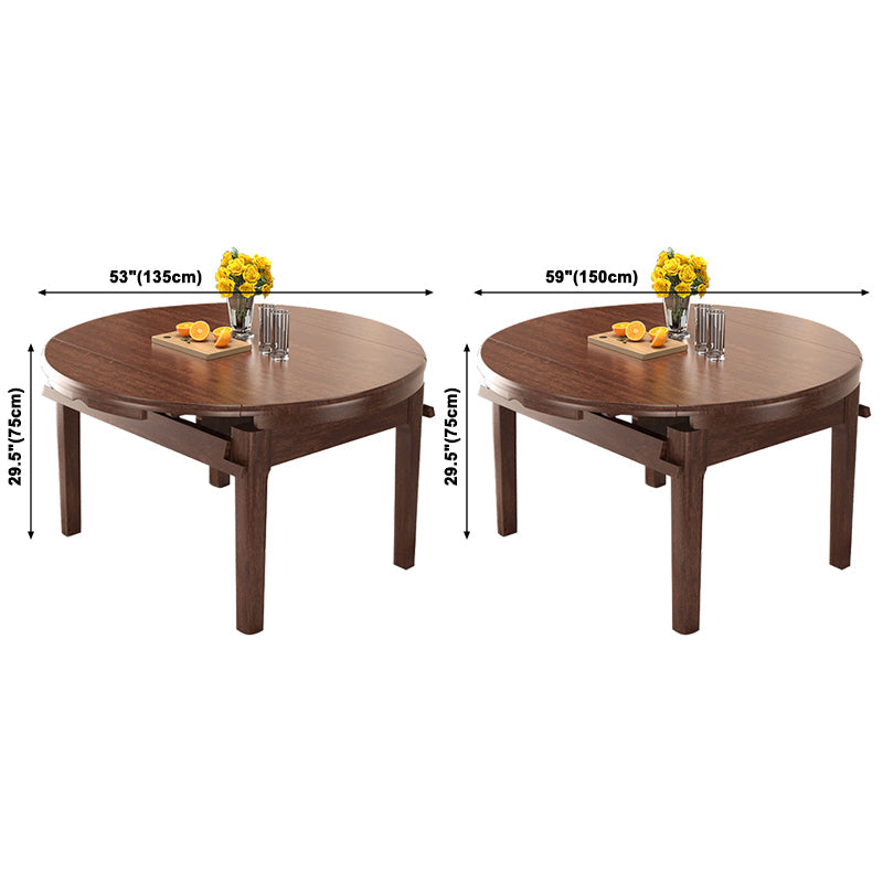 Walnut Wooden Round Table Extendable Dining Table with 4 Legs for Restaurant Clearhalo ' dining_table' 'Dining Tables & Seating' 'Dining Tables' 'furn' 'furn_dining_table' 'Furniture' 'furniture_dining_table' 'Kitchen & Dining Furniture' 'kitchen&dining_furn' 'kitchen' 'kitchen_dining_table' 3725973