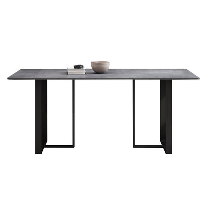 Simplicity Style Table Sintered Stone Rectangle Double Pedestal Base Dining Table for Home Without Chairs Clearhalo ' dining_table' 'Dining Tables & Seating' 'Dining Tables' 'furn' 'furn_dining_table' 'Furniture' 'furniture_dining_table' 'Kitchen & Dining Furniture' 'kitchen&dining_furn' 'kitchen' 'kitchen_dining_table' 3725978