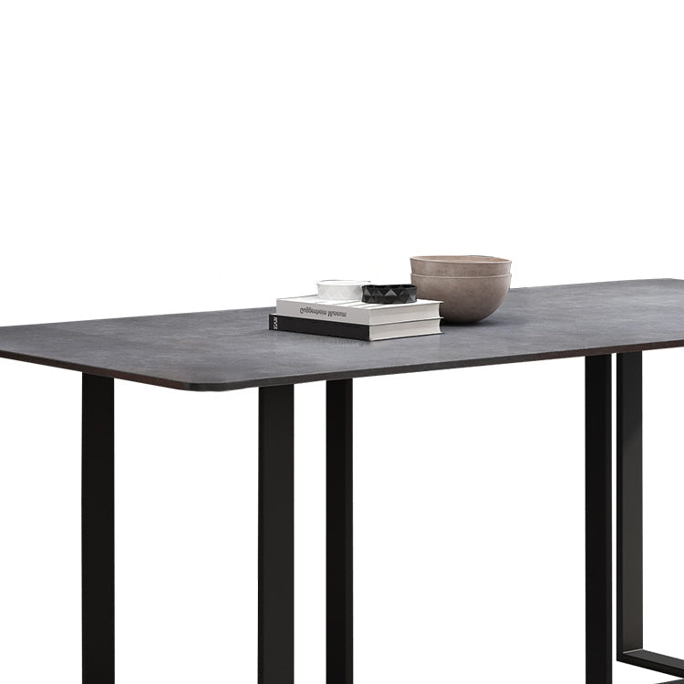 Simplicity Style Table Sintered Stone Rectangle Double Pedestal Base Dining Table for Home Clearhalo ' dining_table' 'Dining Tables & Seating' 'Dining Tables' 'furn' 'furn_dining_table' 'Furniture' 'furniture_dining_table' 'Kitchen & Dining Furniture' 'kitchen&dining_furn' 'kitchen' 'kitchen_dining_table' 3725981