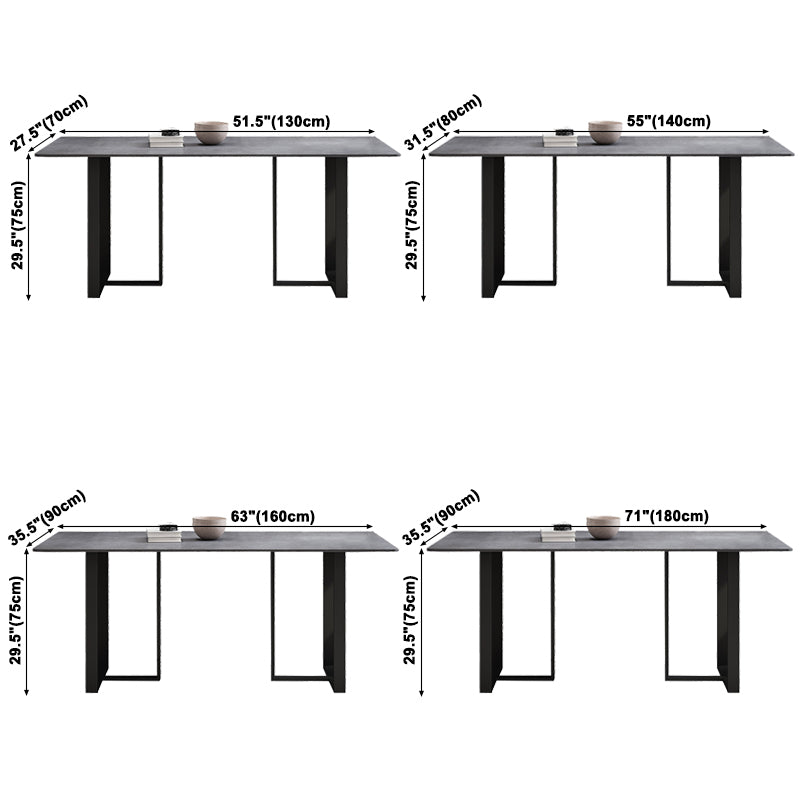 Simplicity Style Table Sintered Stone Rectangle Double Pedestal Base Dining Table for Home Clearhalo ' dining_table' 'Dining Tables & Seating' 'Dining Tables' 'furn' 'furn_dining_table' 'Furniture' 'furniture_dining_table' 'Kitchen & Dining Furniture' 'kitchen&dining_furn' 'kitchen' 'kitchen_dining_table' 3725983