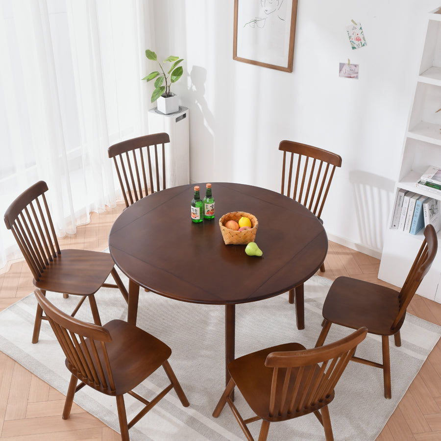 Modern Rubberwood Wood Table 4 Legs Round Home Kitchen Dinner Furniture Clearhalo ' dining_table' 'Dining Tables & Seating' 'Dining Tables' 'furn' 'furn_dining_table' 'Furniture' 'furniture_dining_table' 'Kitchen & Dining Furniture' 'kitchen&dining_furn' 'kitchen' 'kitchen_dining_table' 3725986