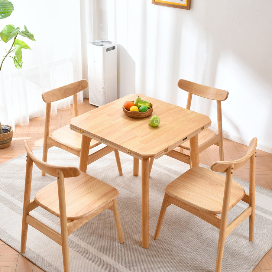 Modern Rubberwood Wood Table 4 Legs Round Home Kitchen Dinner Furniture Clearhalo ' dining_table' 'Dining Tables & Seating' 'Dining Tables' 'furn' 'furn_dining_table' 'Furniture' 'furniture_dining_table' 'Kitchen & Dining Furniture' 'kitchen&dining_furn' 'kitchen' 'kitchen_dining_table' 3725987