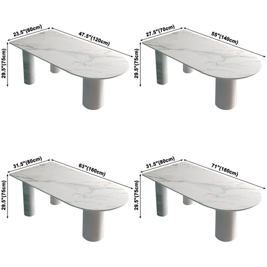 Metal Contemporary Free Form Table White Sintered Stone Table for Dining Room