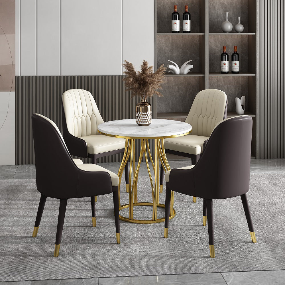 Sintered Stone White Dining Table Glam Style Pedestal Table for Dining Room Clearhalo ' dining_table' 'Dining Tables & Seating' 'Dining Tables' 'furn' 'furn_dining_table' 'Furniture' 'furniture_dining_table' 'Kitchen & Dining Furniture' 'kitchen&dining_furn' 'kitchen' 'kitchen_dining_table' 3726019
